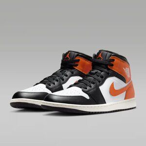 AIR JORDAN 1 MID SNEAKERS ORANGE BLACK WHITE